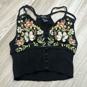 Forever 21 lace flower tank top cross back size small